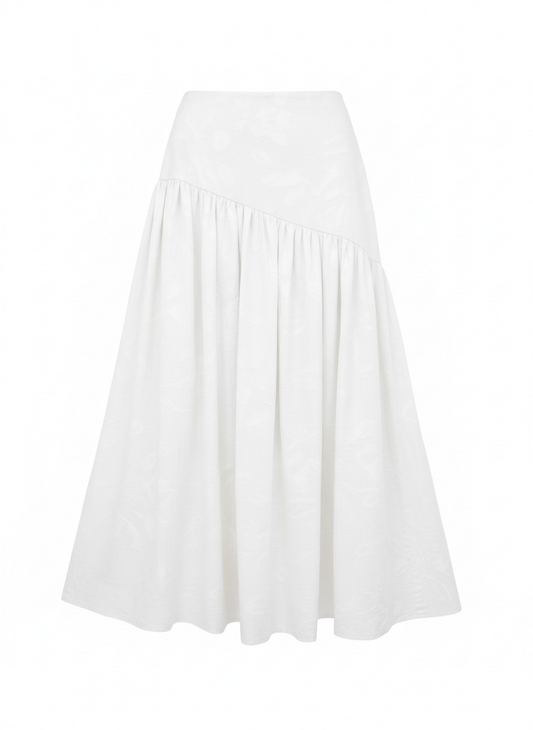 Falda asimetrica camelia perla- pre venta